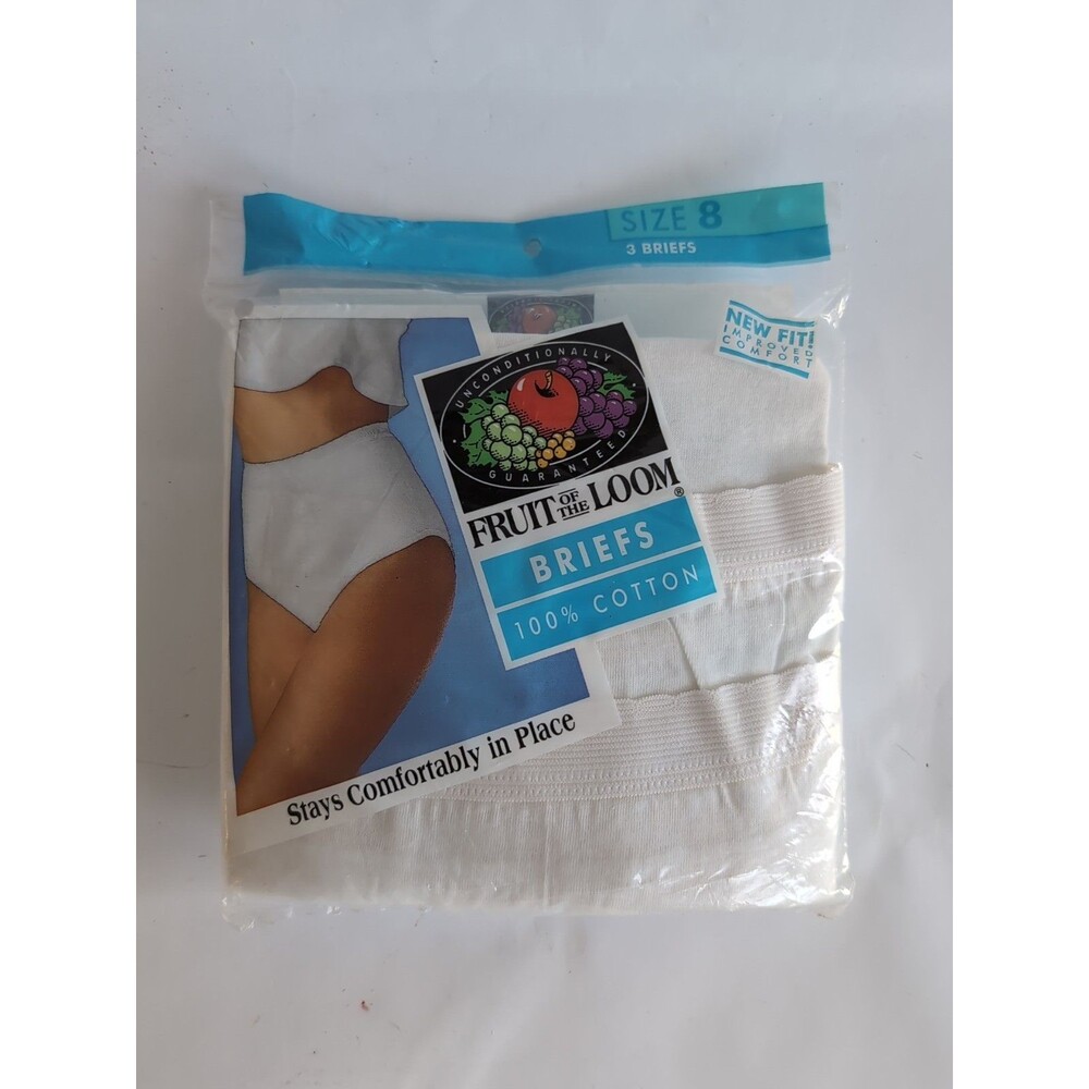 Fruit of the Loom Womens Panties 3 Pair Cotton Briefs Size 8 Underwear 1993
